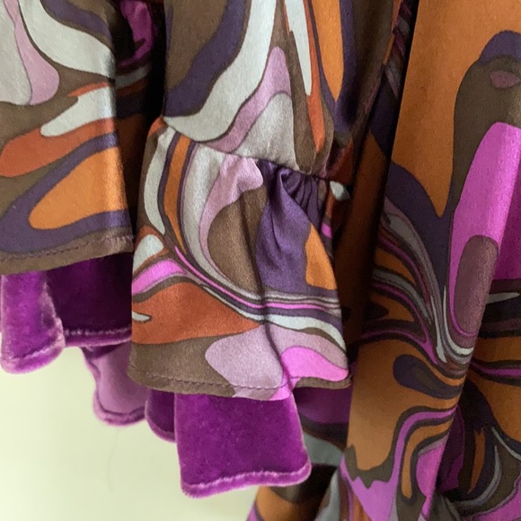 Nanette Lapore Silk Charmeuse Velvet Flouncy Top - Picture 2 of 10